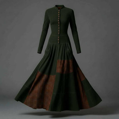 Fringilla | Vintage Plaid Suede Maxi Dress