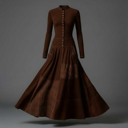 Fringilla | Vintage Plaid Suede Maxi Dress