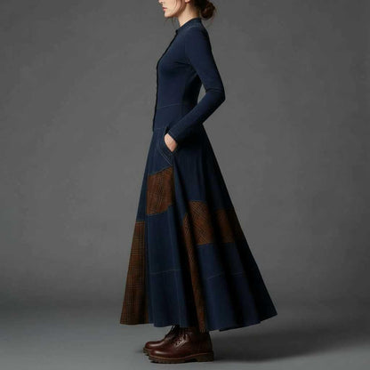 Fringilla | Vintage Plaid Suede Maxi Dress