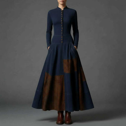 Fringilla | Vintage Plaid Suede Maxi Dress