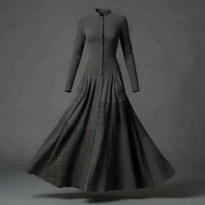 Fringilla | Vintage Plaid Suede Maxi Dress