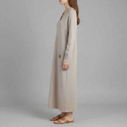 Kymari | Women's V-Neck Maxi Dress in Soft Knit Fabric