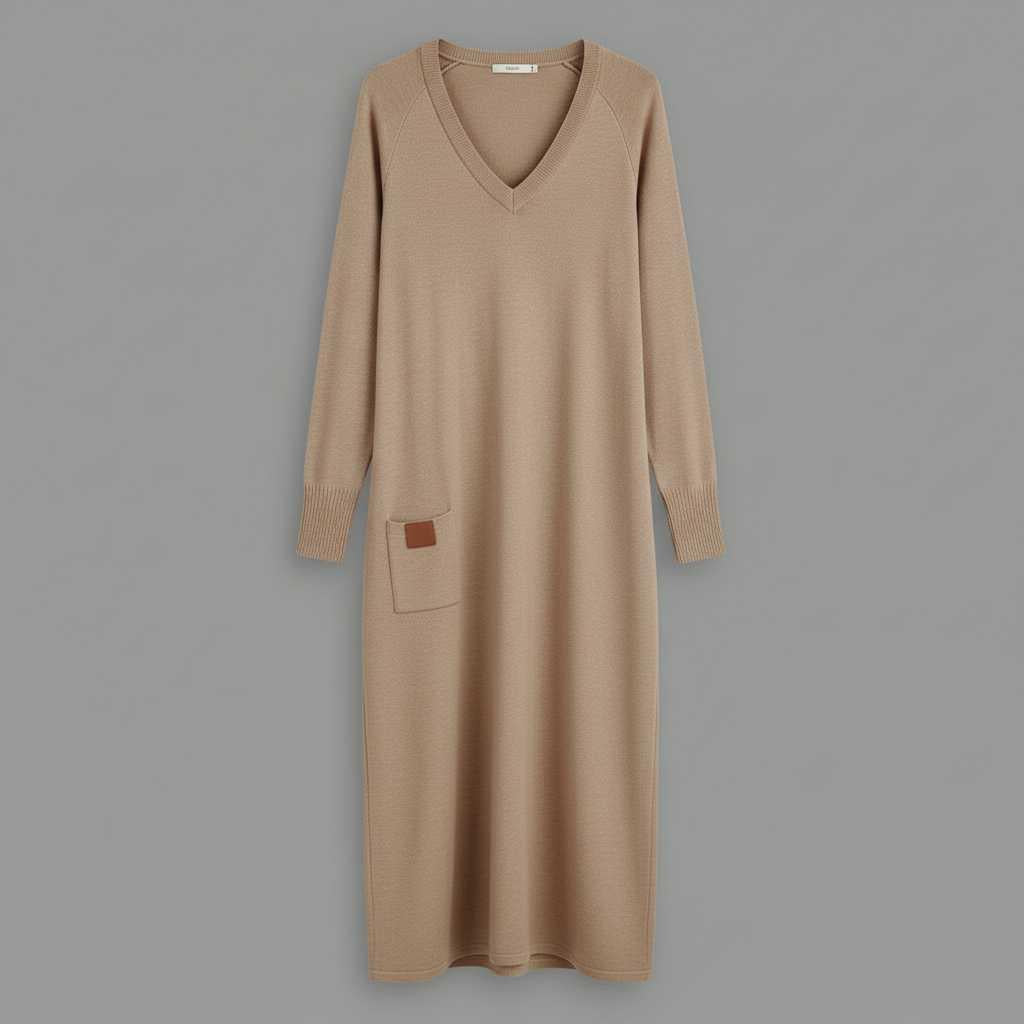 Kymari | Women's V-Neck Maxi Dress in Soft Knit Fabric