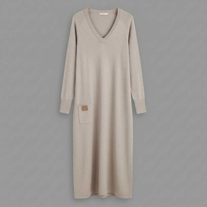 Kymari | Women's V-Neck Maxi Dress in Soft Knit Fabric