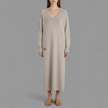 Kymari | Women's V-Neck Maxi Dress in Soft Knit Fabric