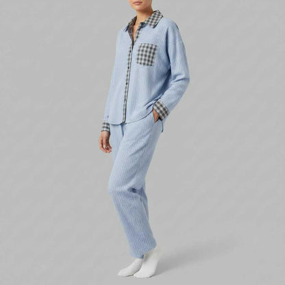 Women's Pajama Set | Long Sleeve Button-Front Shirt & Trousers