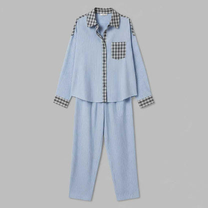 Women's Pajama Set | Long Sleeve Button-Front Shirt & Trousers