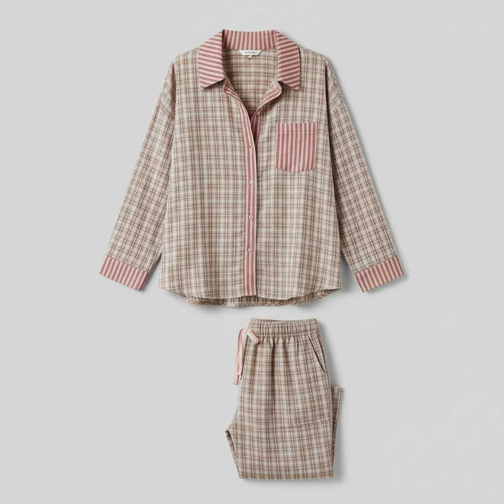 Women's Pajama Set | Long Sleeve Button-Front Shirt & Trousers
